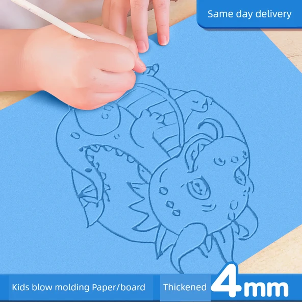 A4 Karışık Renk Plastik Köpük Kağıt 4mm 10 Yaprak Bambulu Kalemli - 2