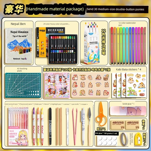El Yapımı DIY Defter Malzeme Kiti - 30 Dünya Zirvesi ile Deluxe