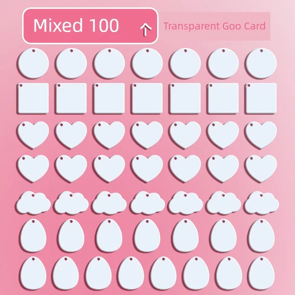 DIY Hızlı Kum Anahtarlık Seti - Şeffaf Goo Tabak [100 Karışık] 100 Zincir ile