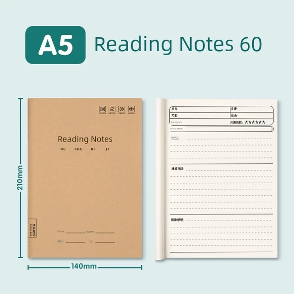Kraft Kağıt Okuma Defteri A5 - 60 Kitap (80 sayfa her biri) - 1