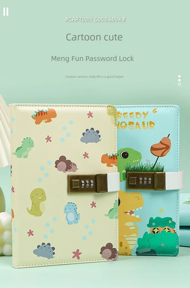 Dinozor Karikatürlü Kareli Şifreli Defter - Doodle Dinozor (Kompozisyon) - 7