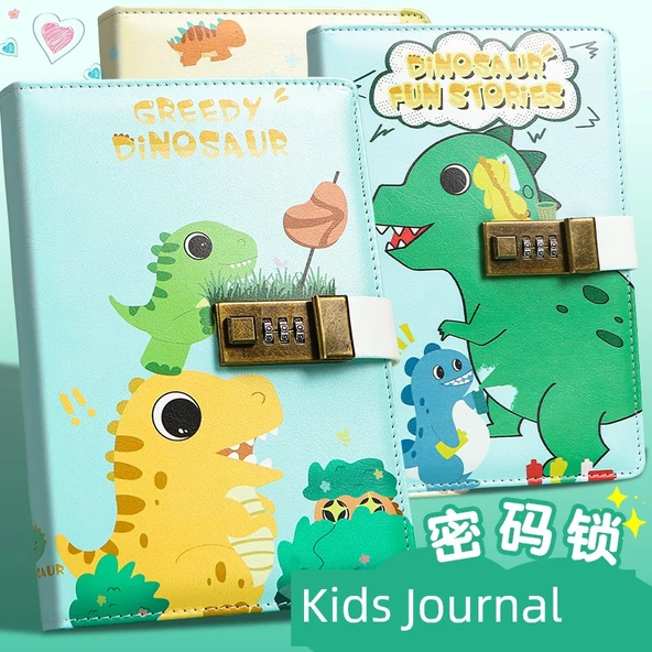 Dinozor Karikatürlü Kareli Şifreli Defter - Doodle Dinozor (Kompozisyon) - 2