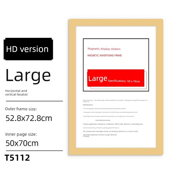 Manyetik Kağıt Dosya Tutucu - 50*70cm Parlak Altın