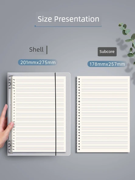 B5 İngilizce Gevşek Yaprak Spiral Defter - 4 Adet (Çekirdek için 4 Adet Gönder) - 8 Delik - 6