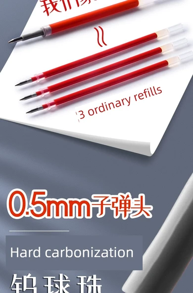 Kırmızı Jel Kalem Yedekleri - 0.5mm Uç - 20 Adet - 1 Kırmızı Kalem Hediye - 11