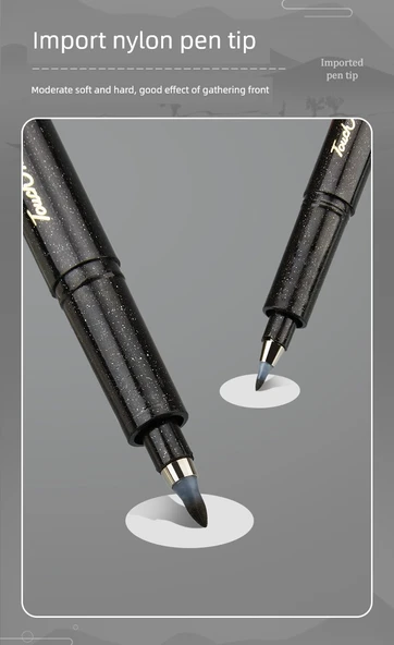 Kaligrafi Fırçası - Küçük Harf + Orta Harf + Mürekkep - 10