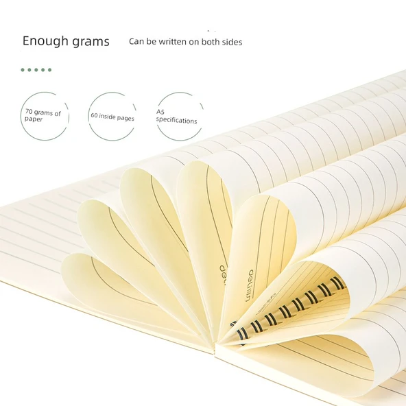Deli Retro Minimalist Spiral Defter - Kahverengi Ambalaj Kağıdı - A5 - 60 Sayfa - 4 Paket - 4