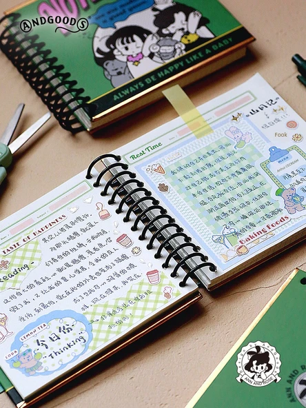 Küçük Kare Spiral Defter - Kırmızı - Çok Fonksiyonlu İç Sayfa - 6