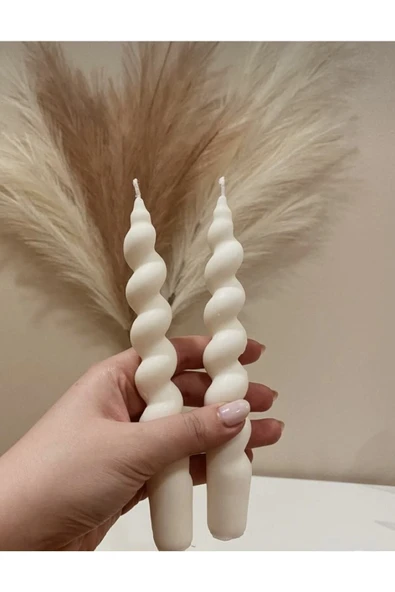 2'li Burgu Spiral Model Mum Kokulu Beyaz Renk - Resim 2