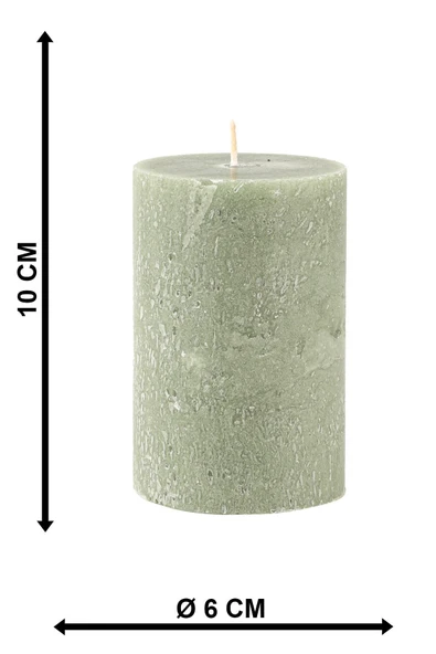 Silindir Mum Yeşil 10 Cm - 3