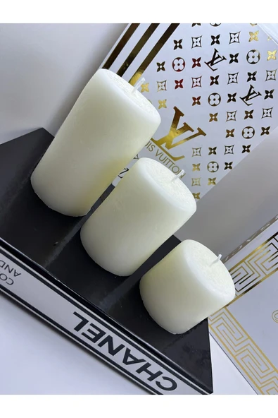 3'lü Silindir Mum Seti Baton Mum Dekoratif - Kütük Mum - Blok Mum - 3