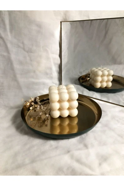 Beyaz Vanilya Kokulu Bubble Dekoratif Mum
