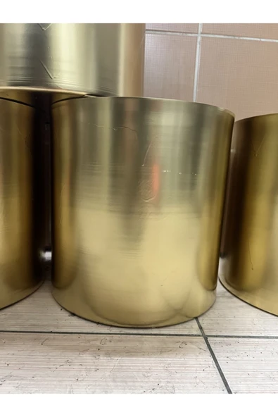 30x30 Gold Saksı Metal Alüminyum Canlı Cansız Çiçek Saksısı - 2
