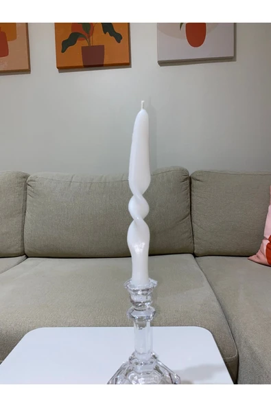 Tekli Beyaz Burgulu Şamdan Kokulu Mum ürün görseli