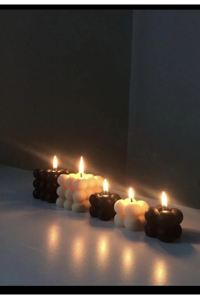 5li Siyah Beyaz Bubble Mum Seti ürün görseli