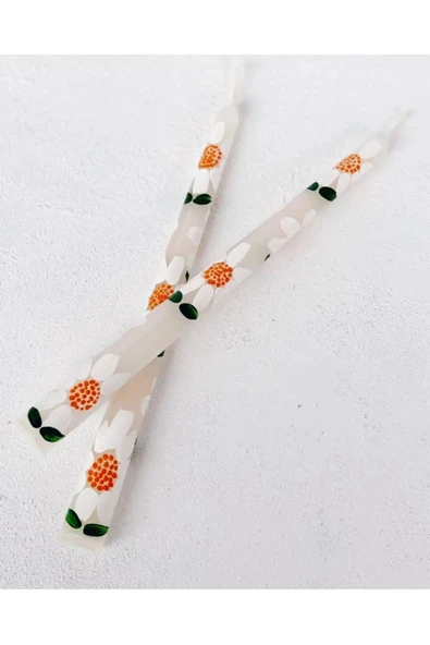 Tekli Papatya Desenli Şamdan Mum ürün görseli