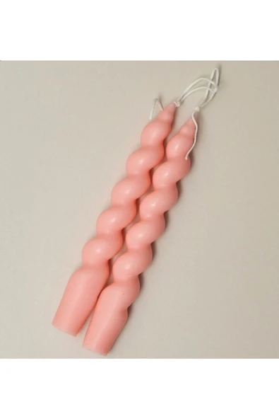 2’li Pembe Şamdan Kokulu Mum - 2