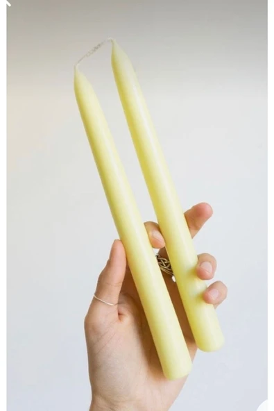 Sarı Şamdan Ikili Dekoratif Mum Soya Wax