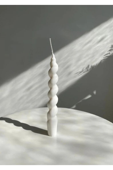 Beyaz Burgu Spiral Şamdan Mum