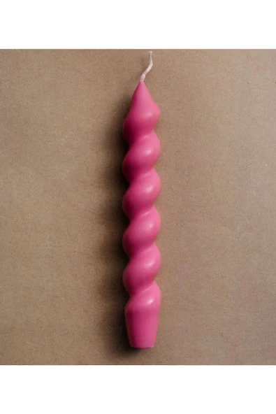 Koyu Pembe Burgu Spiral Şamdan Mum ürün görseli