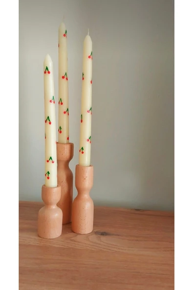 3’lü Kiraz Desenli Şamdan Kokulu Mum ürün görseli