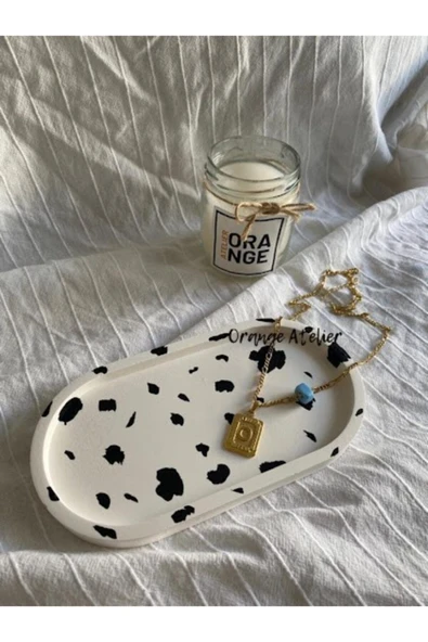 Dekoratif Oval Beton Biblo Tabak Beton Takı Tabağı Mum Tabağı Organizer Mumluk Tütsülük