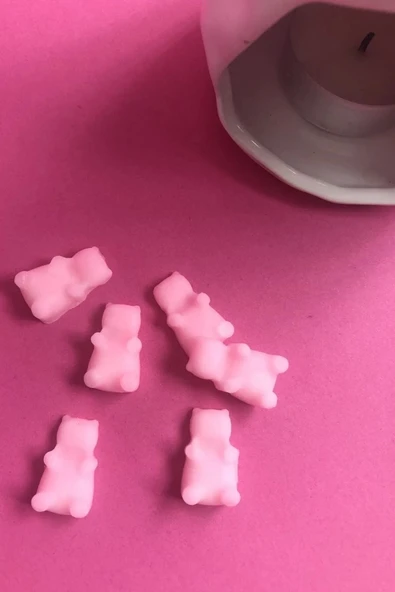 Pembe Gummy Bear Jelibon Ayıcık Şeklinde Vanilya Esanslı Mum Buhurdanlık Kokusu - 2