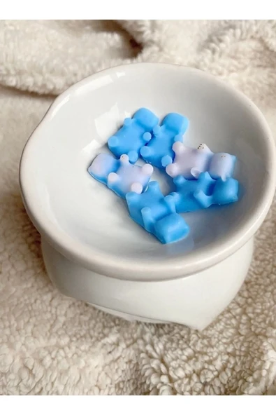 Kokulu Mavi Sedefli Jelibon Ayıcık Şeklinde Soya Wax Melts Buhurdanlık Buhardanlık Mum