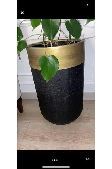 60x40 cm Dekoratif Darbuka Saksı Gold Detaylı - Resim 2