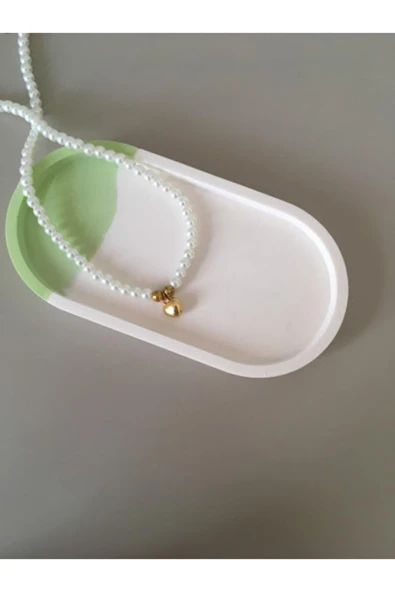 Dekoratif Oval Beton Biblo Tabak Beton Takı Tabağı Mum Tabağı Organizer Mumluk Tütsülük - Resim 2