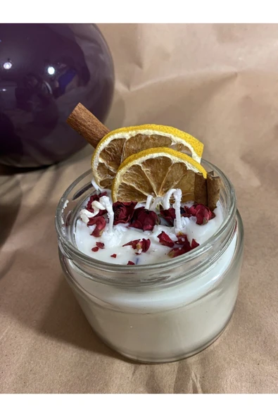 Vanilya Esanslı Dekoratif Cam Kavanoz Mum