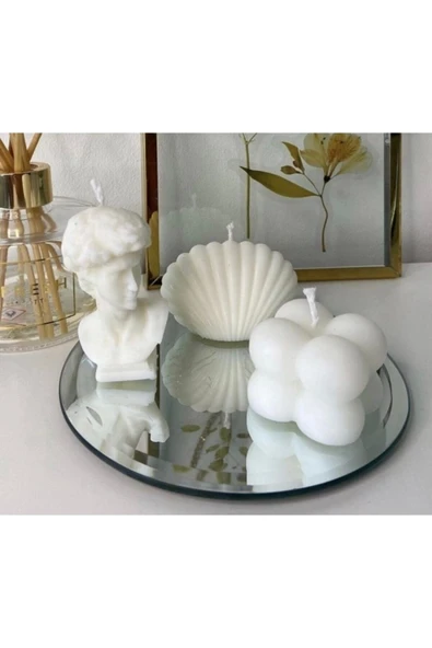 3’lü Dekoratif David, Bubble Ve Istiridye Kokulu Mum - Resim 2