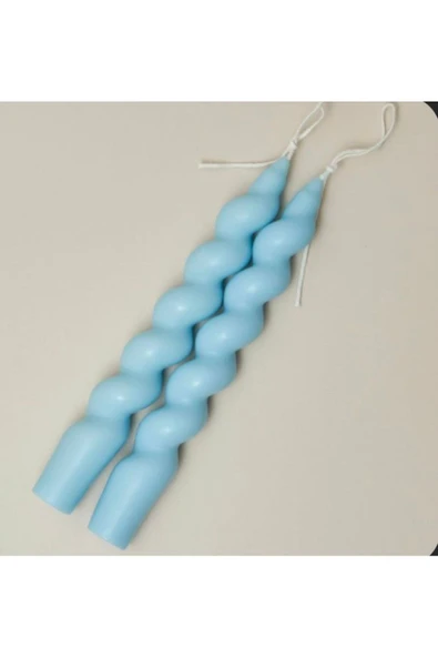 2’li Mavi Burgu Spiral Şamdan Kokulu Mum ürün görseli