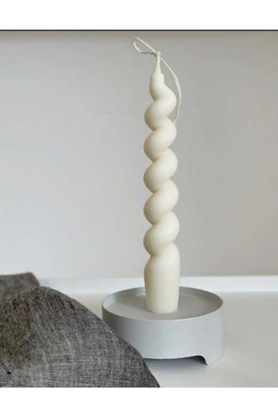 Beyaz Burgu Spiral Şamdan Mum - Resim 2