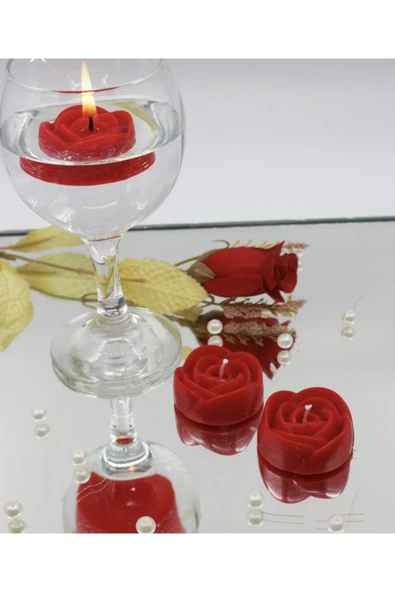5 Adet Li Yüzen Mum Gül Söz Nişan Kına Düğün Hediyelik Dekoratif Ürün Masa Süslemesi