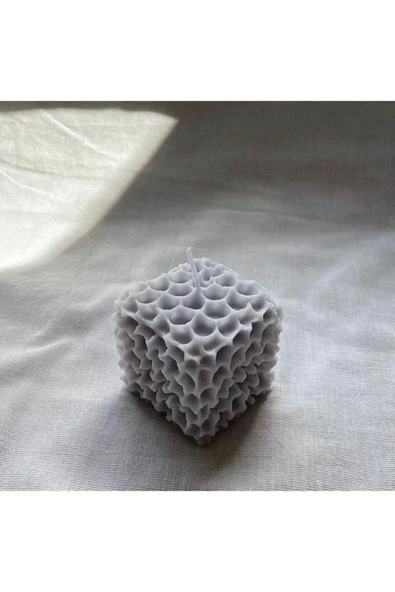 Soya Wax Dekoratif Gri Petek Küp Figürlü Kokulu Mum