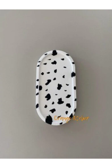 Dekoratif Oval Beton Biblo Tabak Beton Takı Tabağı Mum Tabağı Organizer Mumluk Tütsülük - 3