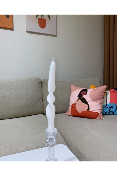 Tekli Beyaz Burgulu Şamdan Kokulu Mum - Resim 3
