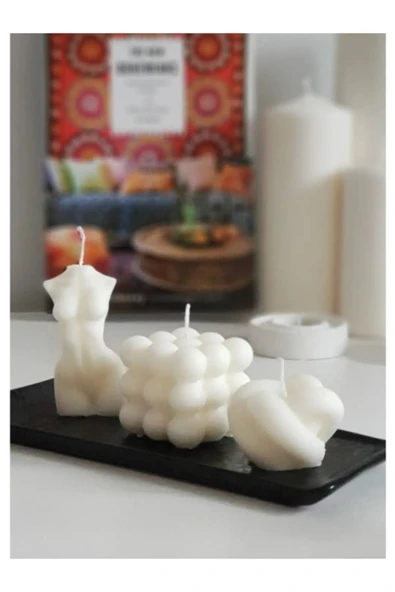 Bubble Mum 3 Lü Tasarım Dekoratif Mum Kadın Mum Bubble Mum ve Hera Düğüm Mum