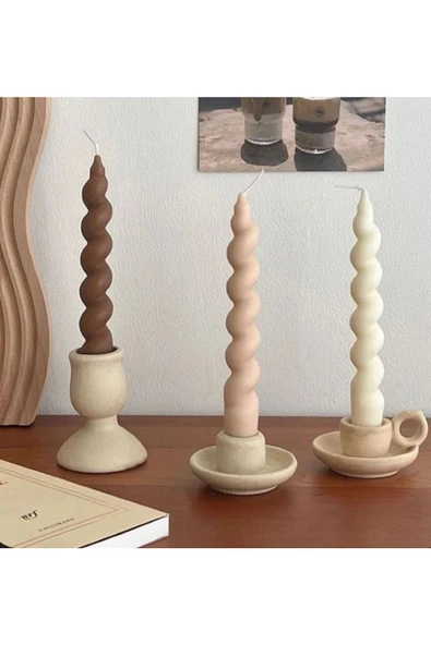 3’lü Dekoratif Kokulu Mum Beyaz Kahverengi Sütlü Kahve - 2