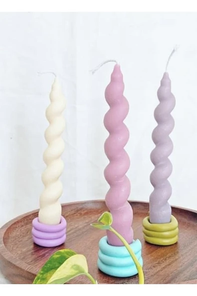 3’lü Sprial Burgu Kokulu Şamdan Mum ürün görseli