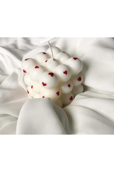 Kalp Desenli Bubble Mum - Kokulu - Dekoratif