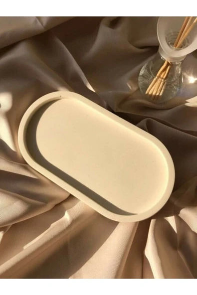 Dekoratif Tekli Oval Terrazo Mum Ve Saksı Altlığı Takı Tabağı Mum Tabağı Mumluk Organizer - 3