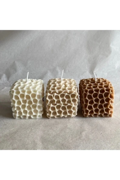 Dekoratif 3'lü Petek Mum ürün görseli