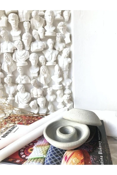 Sağlam Tall Beton 2’li Gri Şamdan Mumluk - Resim 3