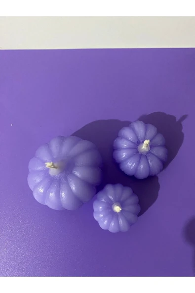3’lü Mini Mor Kabak Mum Tealight - Resim 2