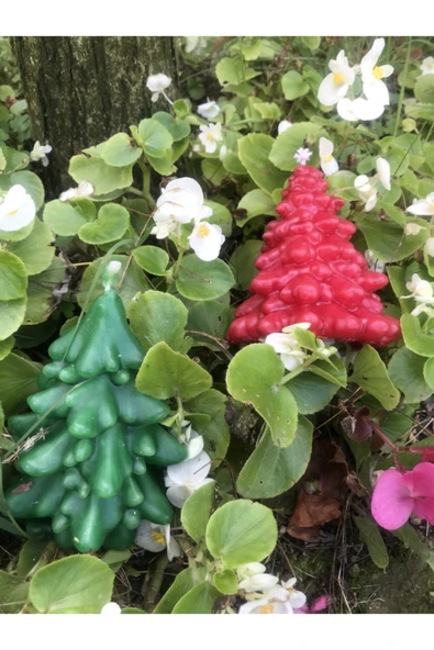 Hediyelik Kırmızı Yeşil Çamağacı Dekoratif Mum - 2