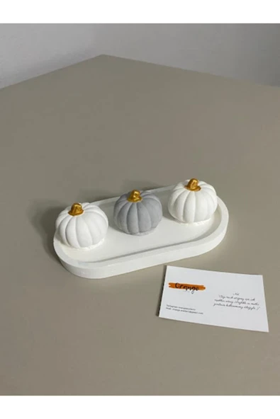 Dekoratif Oval Beton Biblo Tabak Takı Tabağı & 3'lü Beton Biblo Kabak ürün görseli