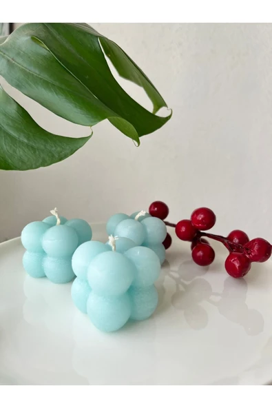 3 Adet Li Su Yeşili Mini Bubble Mum , Kokulu ürün görseli