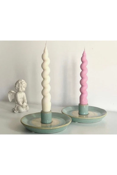 2’li Pembe Ve Beyaz Şamdan Mum ürün görseli